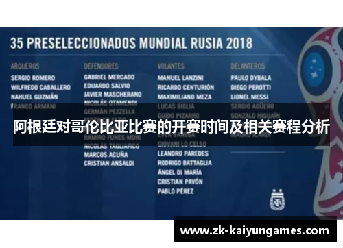 阿根廷对哥伦比亚比赛的开赛时间及相关赛程分析
